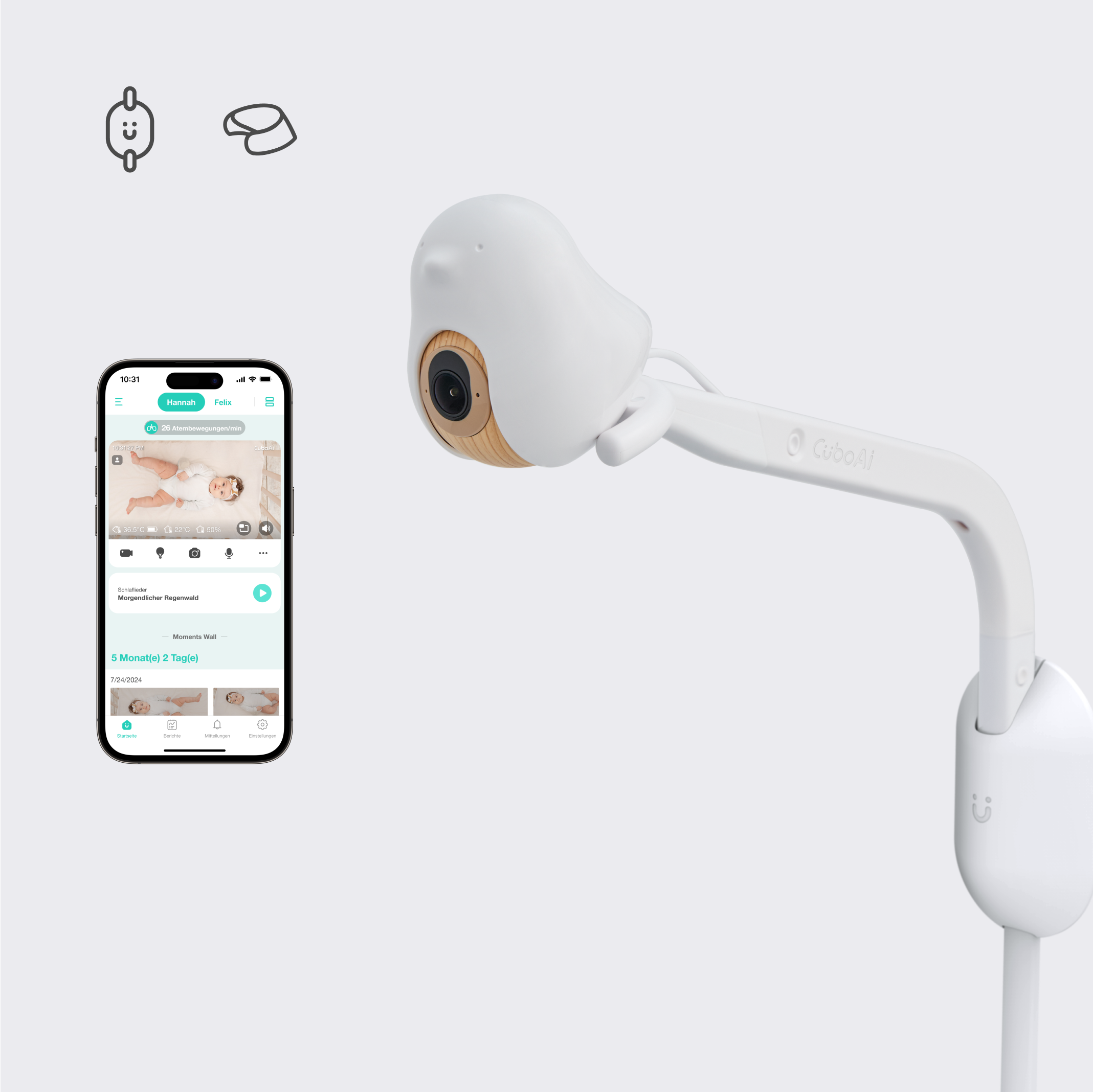 CuboAi Smart Babyphone 3 - Wandhalterung-Set (Inzahlungnahme)
